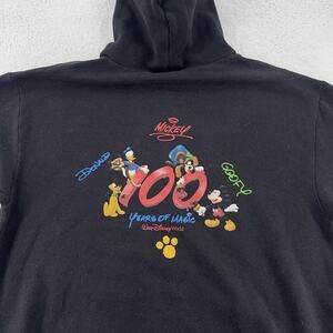 Walt Disney World Hoodie Mens Large 100 Years Mickey Goofy Donald Zip Pullover